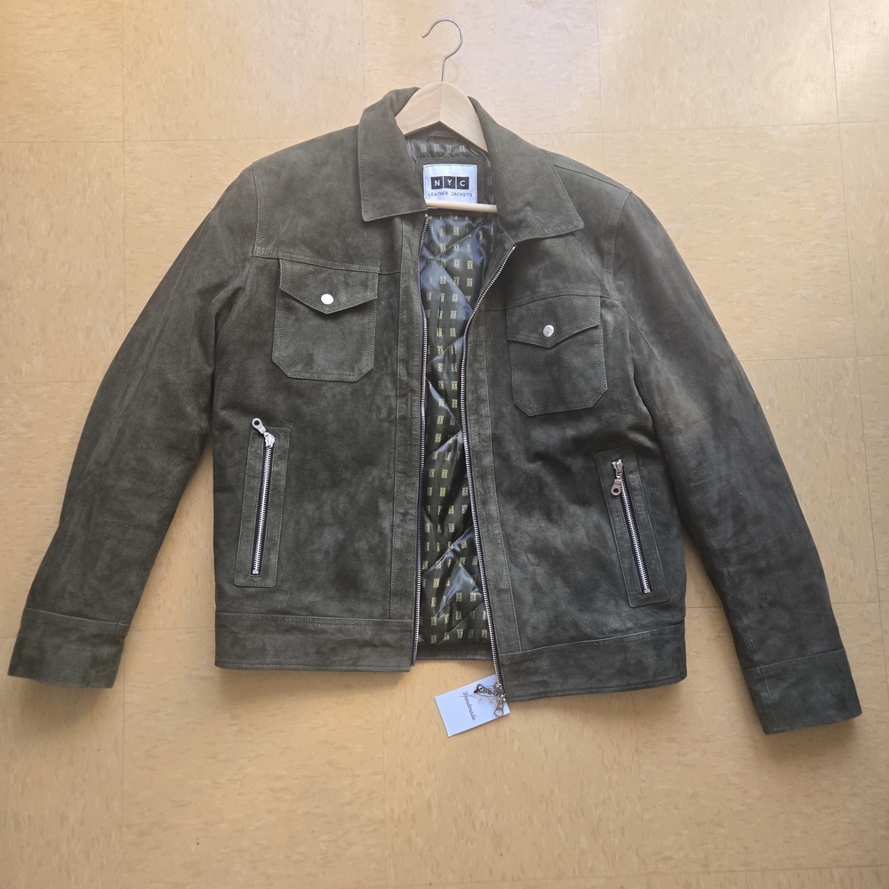 Atlas Olive Green Suede Leather Jacket